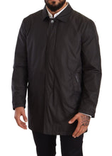 Black Polyester Mens Trench Coat Jacket Dolce & Gabbana
