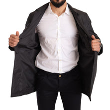 Black Polyester Mens Trench Coat Jacket Dolce & Gabbana