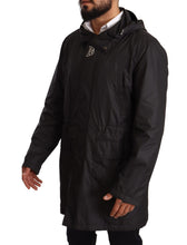 Black Hooded Mens Trench Coat Jacket Dolce & Gabbana
