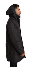 Black Hooded Mens Trench Coat Jacket Dolce & Gabbana