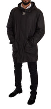 Black Hooded Mens Trench Coat Jacket Dolce & Gabbana