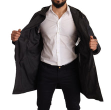 Black Hooded Mens Trench Coat Jacket Dolce & Gabbana