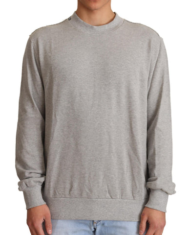 Gray Cotton Crewneck Pullover Sweater Dolce & Gabbana