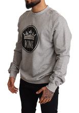 Gray Crown King Print Cotton Sweater Dolce & Gabbana