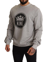 Gray Crown King Print Cotton Sweater Dolce & Gabbana