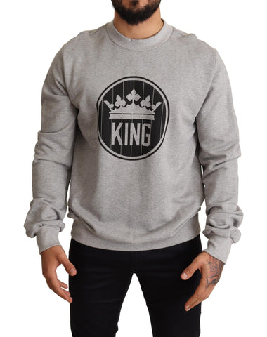 Gray Crown King Print Cotton Sweater Dolce & Gabbana