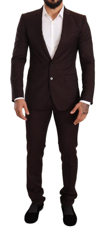 Bordeaux Wool MARTINI Slim Fit Suit Dolce & Gabbana