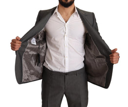 Gray Metallic MARTINI Slim Fit Set Suit Dolce & Gabbana