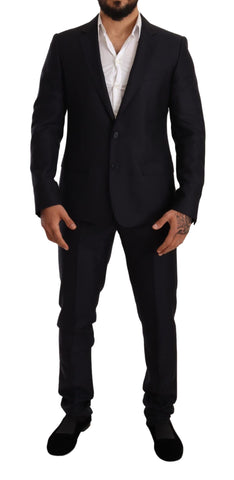 Blue Pattern MARTINI SLIM FIT 2 Piece Suit Dolce & Gabbana