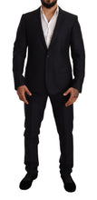 Blue Pattern MARTINI SLIM FIT 2 Piece Suit Dolce & Gabbana