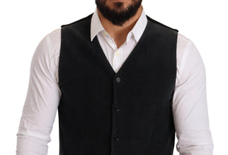 Black Cotton Single Breasted Waistcoat Dolce & Gabbana