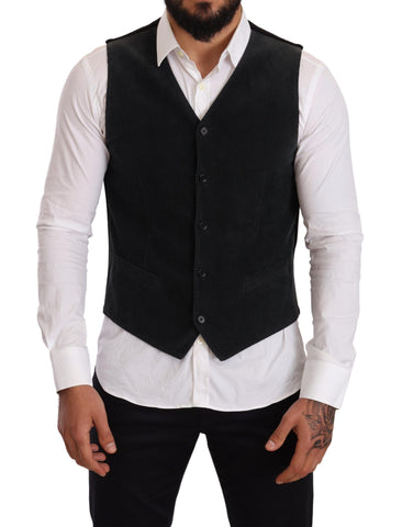 Black Cotton Single Breasted Waistcoat Dolce & Gabbana