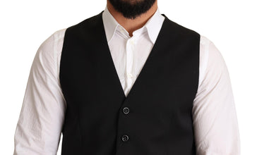 Black Wool Formal Waistcoat Dress Dolce & Gabbana