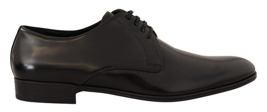 Black Leather Lace Up Men Dress Derby Shoes Dolce & Gabbana