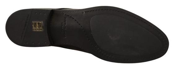 Black Leather Lace Up Men Dress Derby Shoes Dolce & Gabbana