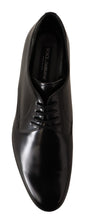 Black Leather Lace Up Men Dress Derby Shoes Dolce & Gabbana