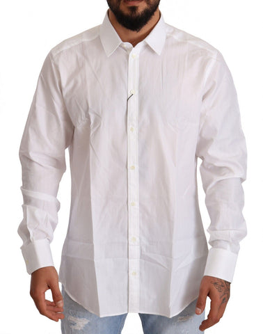 White Cotton Slim Fit Men MARTINI Shirt Dolce & Gabbana