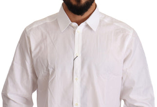 White Cotton Slim Fit Men MARTINI Shirt Dolce & Gabbana