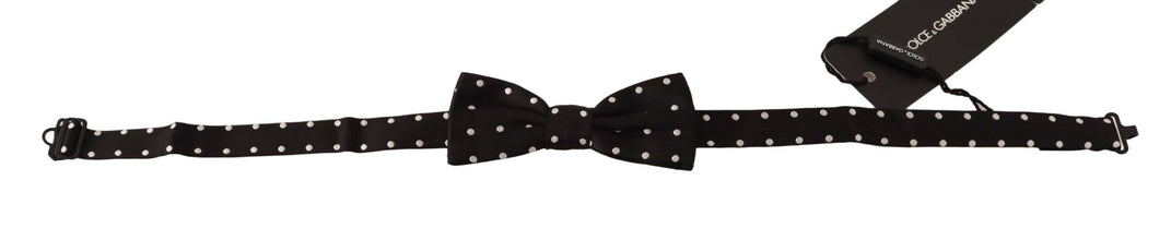 Black White Polka Dot Silk Adjustable Neck Papillon Bow Tie Dolce & Gabbana