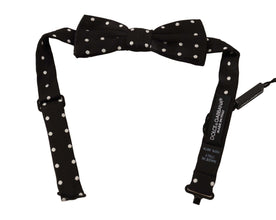 Black White Polka Dot Silk Adjustable Neck Papillon Bow Tie Dolce & Gabbana