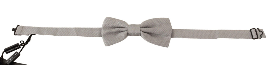 Silver Gray 100% Silk Adjustable Neck Papillon Bow Tie Dolce & Gabbana
