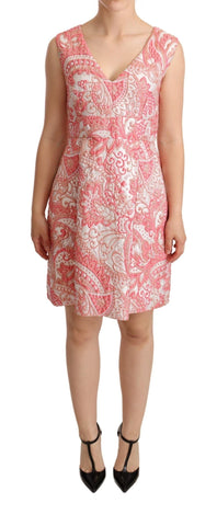 Pink Floral Jacquard Pleated Sheath Dress Dolce & Gabbana