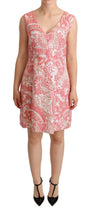 Pink Floral Jacquard Pleated Sheath Dress Dolce & Gabbana