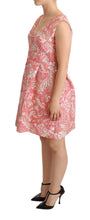Pink Floral Jacquard Pleated Sheath Dress Dolce & Gabbana
