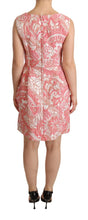 Pink Floral Jacquard Pleated Sheath Dress Dolce & Gabbana