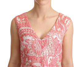 Pink Floral Jacquard Pleated Sheath Dress Dolce & Gabbana