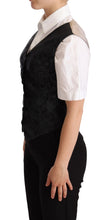 Black Jacquard Floral Waistcoat Vest Green Dolce & Gabbana