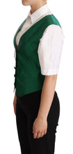 Green Silk Satin Sleeveless Waistcoat Vest Dolce & Gabbana