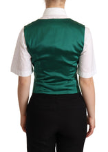 Green Silk Satin Sleeveless Waistcoat Vest Dolce & Gabbana