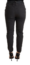 Gray Mid Waist Slim Fit Skinny Cotton Trouser CYCLE