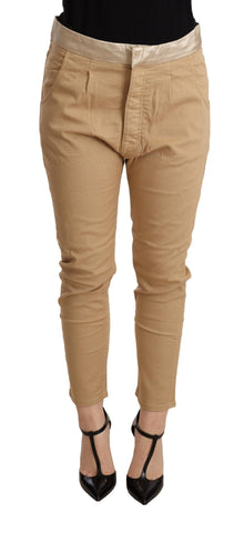 Beige Mid Waist Slim Fit Skinny Stretch Trouser CYCLE