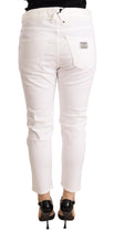 White Mid Waist Slim Fit Skinny Cotton Stretch Trouser CYCLE