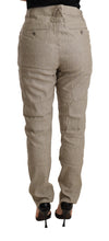 Beige Mid Waist Casual Baggy Stretch Trouser CYCLE