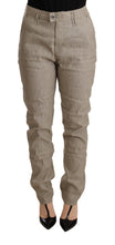 Beige Mid Waist Casual Baggy Stretch Trouser CYCLE