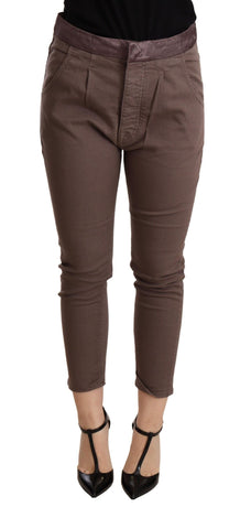 Brown Mid Waist Cropped Skinny Stretch Trouser CYCLE