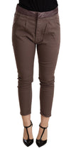 Brown Mid Waist Cropped Skinny Stretch Trouser CYCLE