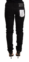Black Low Waist Skinny Denim Cotton Trouser Acht