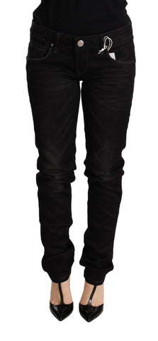 Black Low Waist Skinny Denim Cotton Trouser Acht