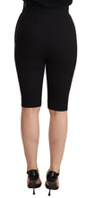 Black Wool Stretch Slim Fit High Waist Shorts Dolce & Gabbana
