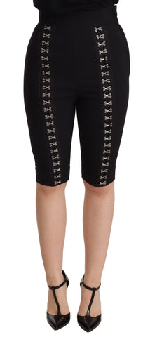 Black Wool Stretch Slim Fit High Waist Shorts Dolce & Gabbana