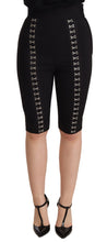 Black Wool Stretch Slim Fit High Waist Shorts Dolce & Gabbana