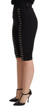 Black Wool Stretch Slim Fit High Waist Shorts Dolce & Gabbana