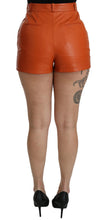 Orange Leather High Waist Hot Pants Shorts Dolce & Gabbana