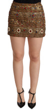 Gold Crystal Jacquard High Waist Skirt Dolce & Gabbana