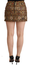 Gold Crystal Jacquard High Waist Skirt Dolce & Gabbana