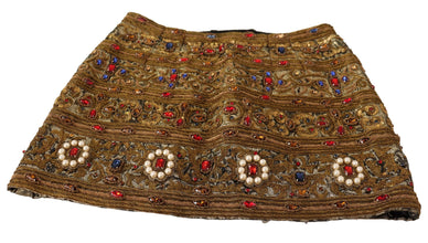 Gold Crystal Jacquard High Waist Skirt Dolce & Gabbana